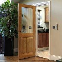 JBK River Oak Thames MK2 Half Light Door with Etched Lines on Clear Glass