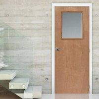 JBK STP Flush Plywood Kigog 1/2 Hour Fire Rated Door - Wired Fire Glass