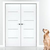 JBK Eco Colour Blanco White Flush Door Pair with Aluminium Inlay is Pre-finished
