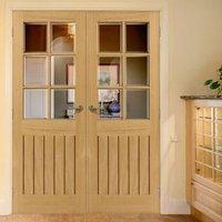 JBK River Oak Tutbury Door Pair with Bevelled Clear Safety Glass is Fully Prefinished