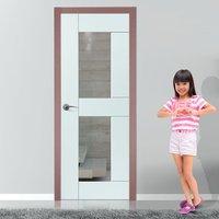 JBK Symmetry Eccentro White Primed Door with Clear Safety Glass