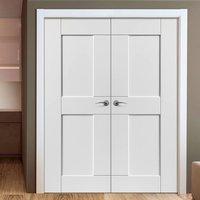 JBK Symmetry Eccentro White Primed Panel Fire Door Pair is 30 Minute Fire Rated