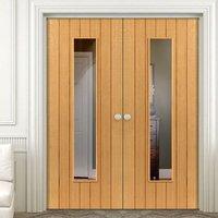 JBK River Oak Cottage Cherwell Glazed Door Pair - Clear Safety Glass - Prefinished