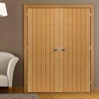 JBK River Oak Cottage Cherwell Flush Fire Door Pair - Prefinished - 30 Minute Fire Rated