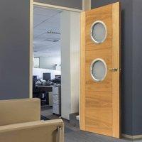 JBK Porthole 2 Brisa Mistral Oak Door with Decorative Groove, Pre-finished