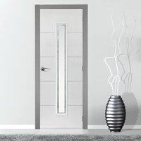 JB KIND Limelight Dominion White Primed Flush Fire Door is 1/2 Hour Fire Rated with Pyrodur Glass