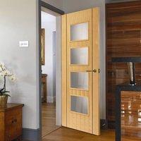 JBK Blenheim Oak Veneer Door with Clear Safety Glass is Prefinished