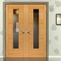 JBK Brisa Sirocco Oak Veneered Door Pair with Clear Safety Glass is Pre-finished