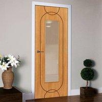 JBK Elements Agua Flush Oak Veneered Door with Clear Safety Glass is Pre-finished