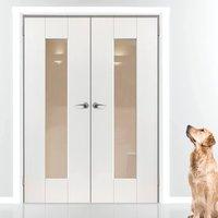 JBK Symmetry Axis White Primed Door Pair with Clear Safety Glass