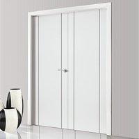 JBK Eco Colour Parelo White Flush Door Pair, Black Grooved, Pre-finished