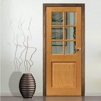 JBK Arden Oak Door with Clear Safety Glass is Pre-Finished