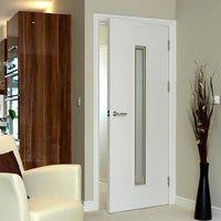 JB KIND Limelight Dominion White Primed Flush Door with Etched Safety Glass
