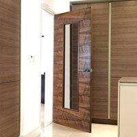JBK Franquette Flush Walnut Veneered Door with Clear Safety Glass is Pre-Finished