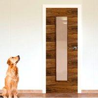 JBK Parisienne Walnut Door with Decorative Grooves and Clear Glass is Pre-Finished