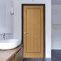 JBK Clementine Oak Veneer Door with Walnut Inlays is Pre-Finished