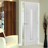 JB KIND Limelight Barbican Door White Primed Flush 1/2 Hour Fire Rated Door with Pyrodur Glass