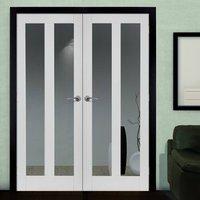 JBK Dominica White Primed Door Pair with Clear Safety Glass
