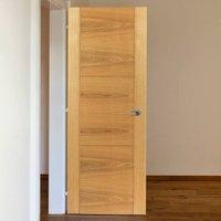JB KIND Brisa Mistral Flush Oak Veneered Fire Door with Decorative Groove, Pre-finished, 30 Minute Fire Rated