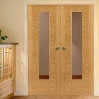 JBK Brisa Ostria Oak Veneered Door Pair with Clear Safety Glass is Pre-finished