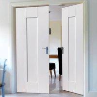 JBK Symmetry Axis White Primed Panel Fire Door Pair is 30 Minute Fire Rated