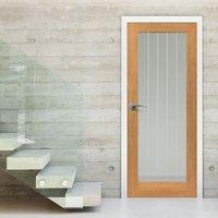 JBK River Oak Thames 1 Light Door with Etched Lines on Clear Glass