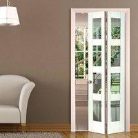 JB KIND Cayman White Primed Bifold Door - Clear Safety Glass