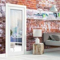 JB KIND Tobago White Primed Door with Clear Safety Glass is 1/2 Hour Fire Rated