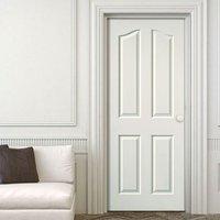 JBK Edwardian 4 Panel Woodgrain Effect Door is White Primed