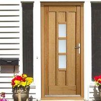 JBK Coniston Style Oak Faced Door with Sandblasted Double Glazing
