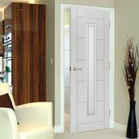 JB KIND Limelight Barbican White Primed Flush Door with Etched Safety Glass