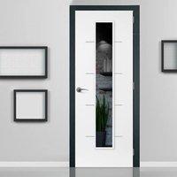 JB KIND Eco Colour Blanco White Flush Door with Clear Safety Glass and Aluminium Inlay is Pre-finished