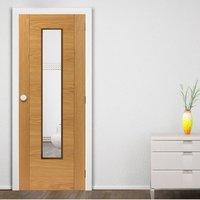 JBK Emral Oak Veneered Fire Door with Clear Glass is 1/2 Hour Fire Rated and Pre-Finished