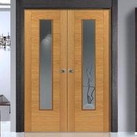 jbk emral oak veneered door pair with clear glass is pre finished