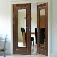 jbk valcor walnut door pair with oak inlays and clear glass is pre fin ...