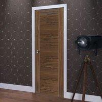 JB KIND Brisa Mistral Flush Walnut Veneered Fire Door with Decorative Groove, Pre-finished, 30 Minute Fire Rated