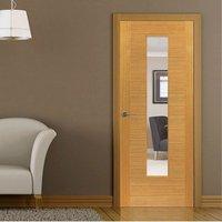 JB KIND Brisa Ostria Flush Oak Veneered Door with Clear Safety Glass is Pre-finished