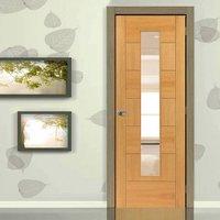 JB KIND Brisa Sirocco Flush Oak Veneered Door with Clear Safety Glass is Pre-finished
