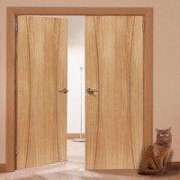 JBK Elements Arcos Flush Oak Veneered Fire Door Pair is Pre-finished, 30 Minute Fire Rated