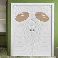 JBK Limelight Oriole White Primed Flush Door Pair with Clear Safety Glass