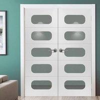 JBK Limelight Arcadian White Primed Flush Door Pair with Clear Safety Glass