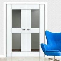 JBK Symmetry Eccentro White Primed Door Pair with Clear Safety Glass