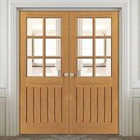 JBK River Oak Tutbury Door Pair with Bevelled Clear Safety Glass