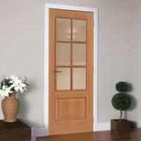 JBK Royale Traditional 12-6VM Oak Veneer Door is 1/2 Hour Fire Rated and fitted with Clear Pyro Fire Rated Glass, Prefinished
