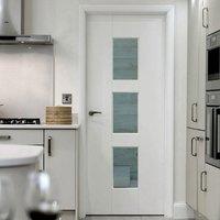 JBK Door Set Kit Symmetry Geo White Primed Door with Clear Safety Glass