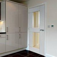 JBK Door Set Kit Symmetry Eccentro White Primed Door with Clear Safety Glass