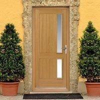 JBK Modern Loire External Oak Faced Door with Therm-L Tri Glazing