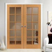 JBK Gisburn Oak Door Pair with Clear Safety Glass is Pre-Finished