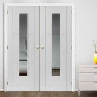 JBK Limelight Mistral White Primed Flush Door Pair with Clear Safety Glass