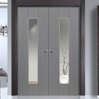 JBK Nuance Ardosia Slate Grey Flush Door Pair - Clear Safety Glass, Pre-finished